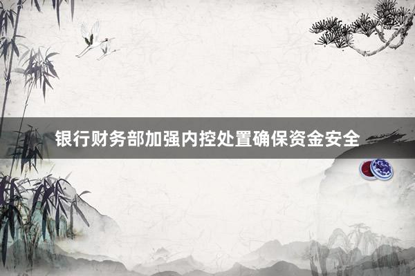 银行财务部加强内控处置确保资金安全